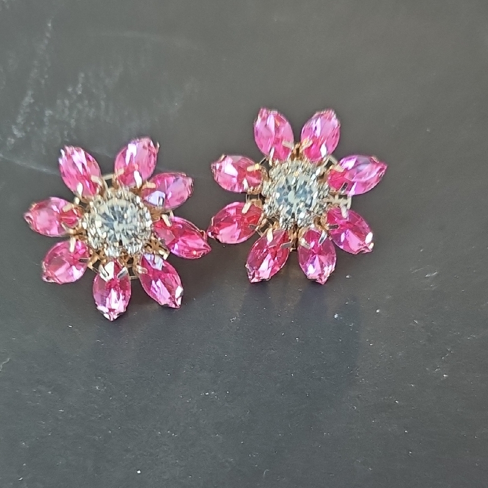 Dazzling Pink Floral Stud Earrings